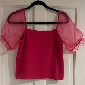 Puff Sleeve Pink Women's Top